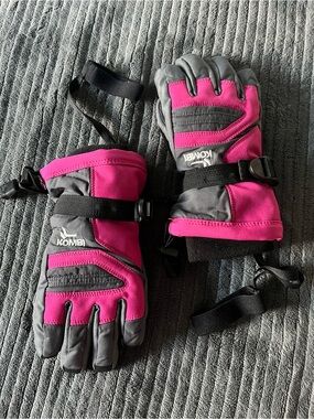 Kombi Pink and Gray Insulated Winter Ski Gloves | Junior Small